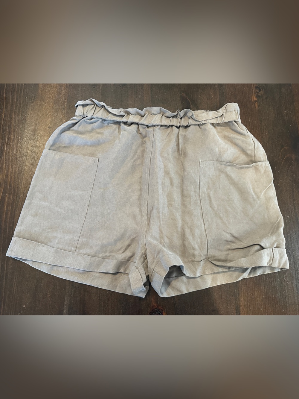 Aritzia Wilfred Free Tan Gray High Waisted Linen Blend Shorts Size Medium